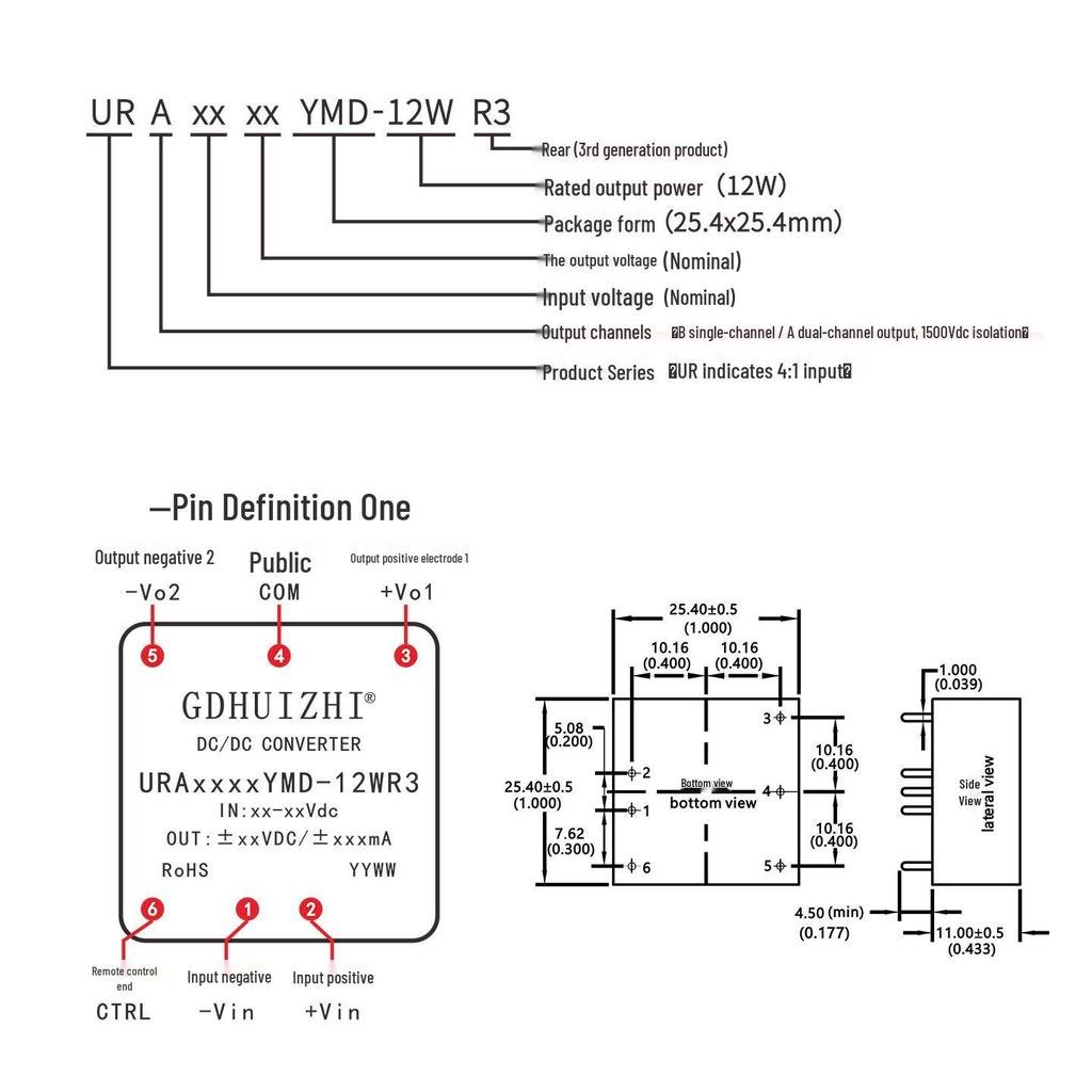 URA4805YMD-12WR3: 48V To Dual 5V Output Isolated DCDC Voltage Regulator Module