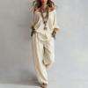 Yousheng Two Piece Matching Lounge Sets for Women Casual Off Shoulder Long Sleeve Top And Wide-Leg Pants Summer Boho Outfits