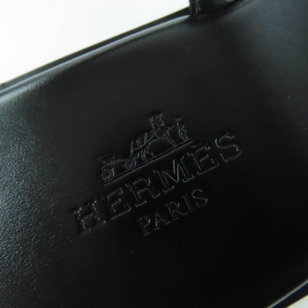 Pristine HERMES Sandals Armoni HMetal Ankle Strap Leather black leather Women 35 Used