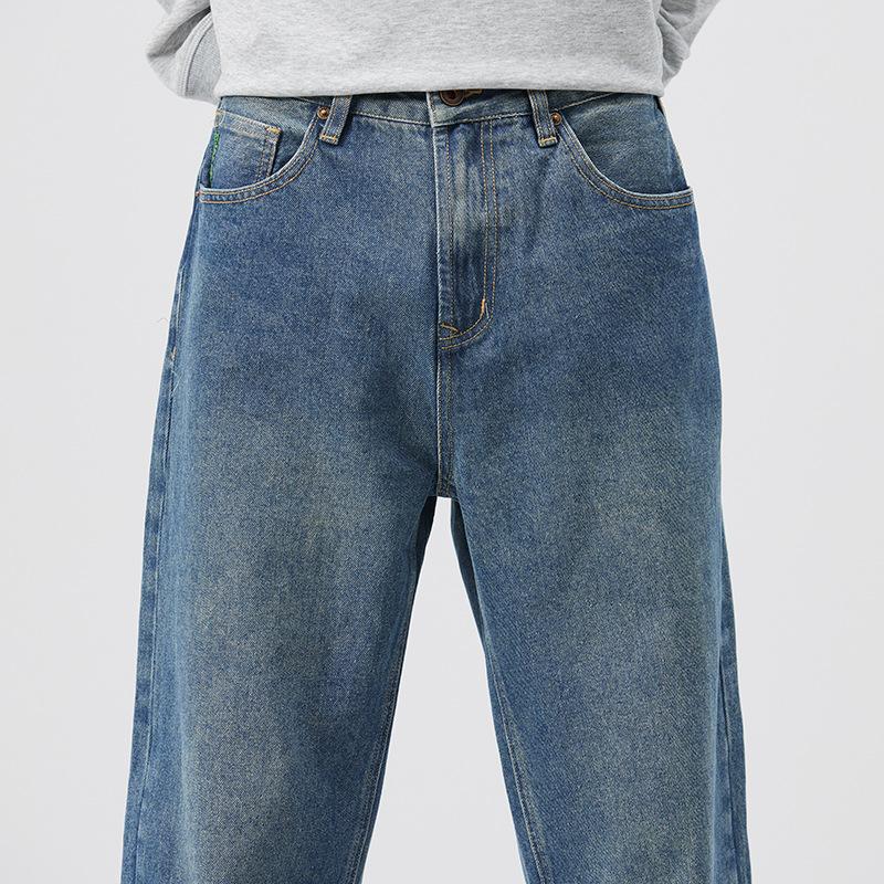 Classic Straight Jeans Men's Loose Large Size Men's Fat Wide-leg Pants Men's New Casual Blue Denim Men