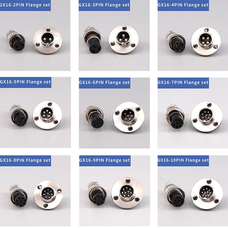 5/10sets GX12 16 20 Flange mounting 3-hole fixing aviation connector plug&socket 2/3/4/5/6/7/8/9/10/12/14pin circular connectors