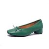 French Bow Shallow-mouthed High-heeled Mary Jane Shoes for Women with Thick Heels