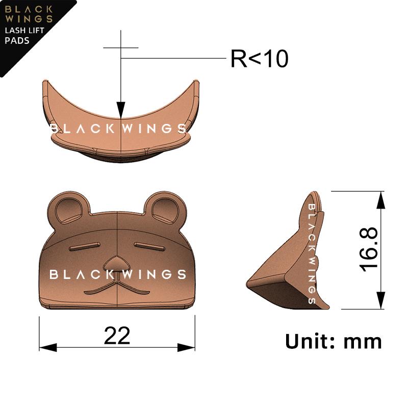 Lashlift Pads Blackwings Brown Bear Style Eyelash Removal Tool Keratin Eyelash Curling Surgery Mold for Eyelash Restoration and Softening Pad