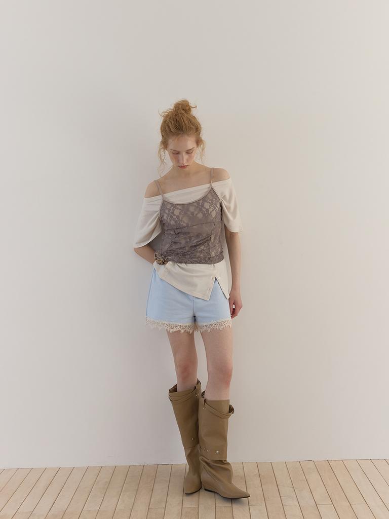Asula Lace Jersey Shorts (Sky Blue)