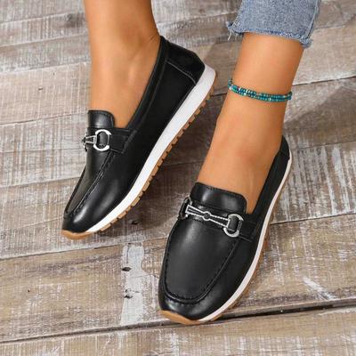 Fashion 2024 Hot Selling Shoes Women's Slip-on Women's Flat Shoes Autumn Round Toe Metal Decoration Mixed Color Soft Sole Casual Loafers