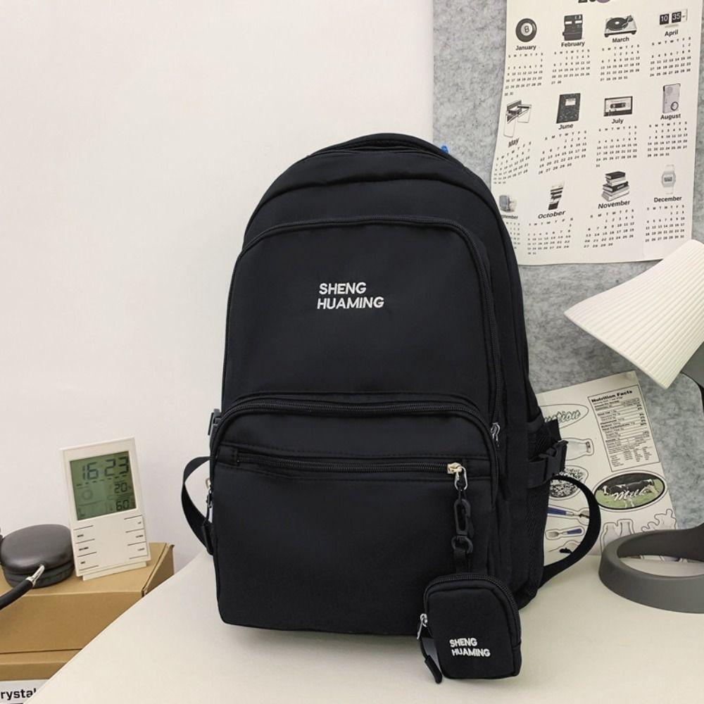 

Nylon Versatile Backpack Multi-pocket Wear-resisting Casual Schoolbags Ins High Capacity School Bags чёрный