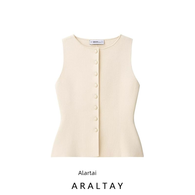 Araltay New Arrival Fashion Style Women's Clothing Fashion All-Match Simple Buttons Knitting Vest Tops 4192157
