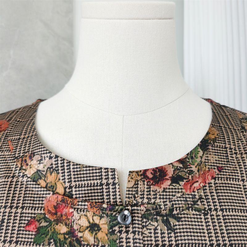 Last Missing Price Sennu Middle-Aged and Elderly Women Mulberry Silk Short Sleeve Tops Retro Ethnic Style Color Shirt