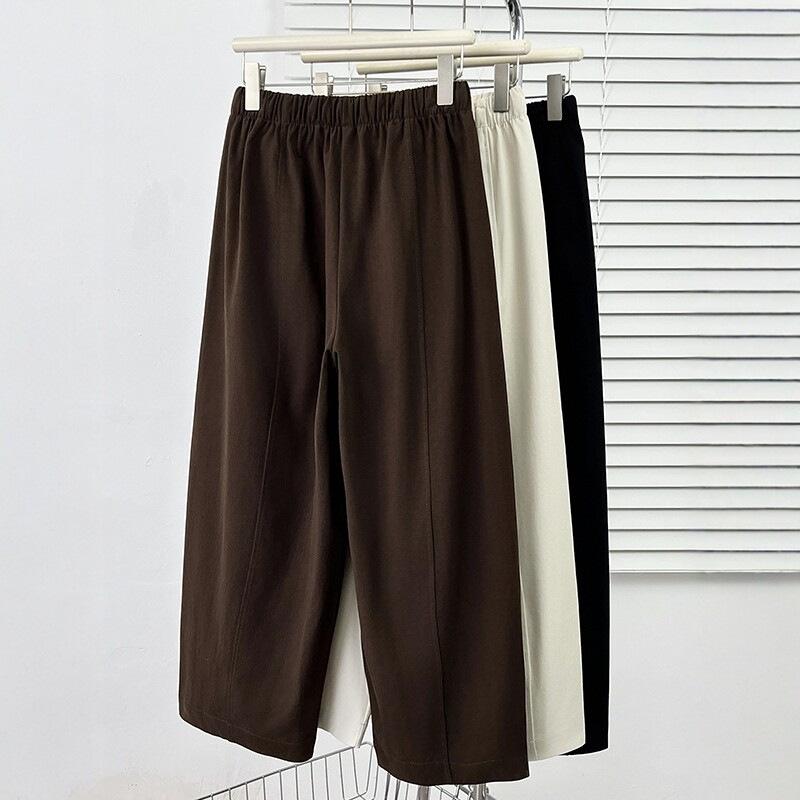 Plus Size Women's Spring Drawstring Elastic Waist Wide-Leg Casual Pants