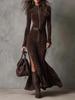 European High-Quality Suede Stand Collar Zipper Dress - New Fashionable & Elegant 2026 Collection