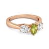 Three Stone Natural Peridot 925 Sterling Silver Rose Gold Vermeil Engagement Ring