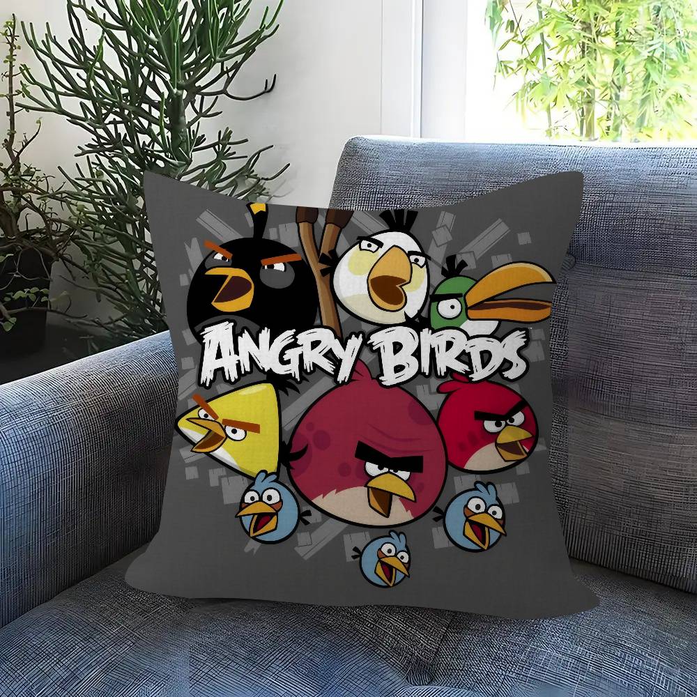 Animation A-A-Angry Birds Cartoon Cushion Cover Inches Farmhouse Decor Home Throw Pillow Covers For Couch Decorations