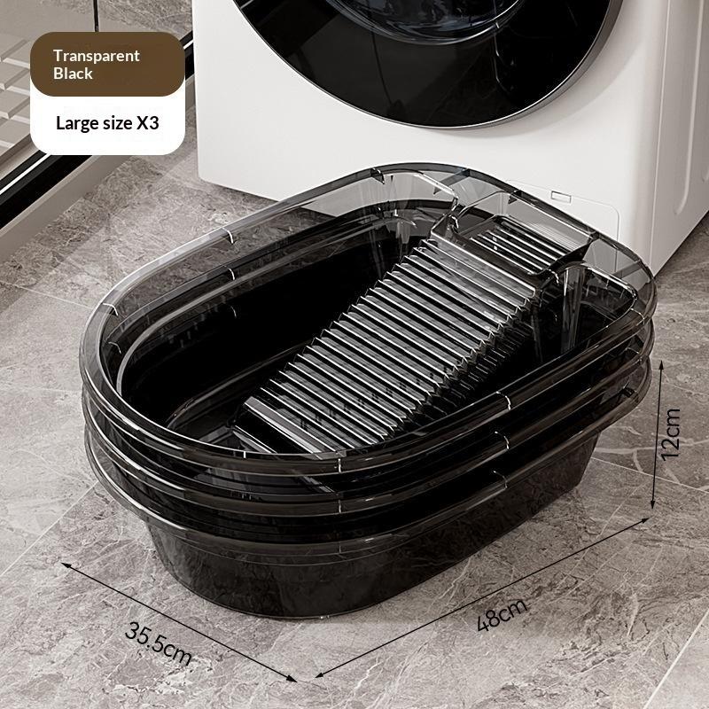 Laundry Basin With Washboard Integrated Household Plastic Wash Basin Multifunctional Laundry Basin For Clothes Dorm Hand Washing