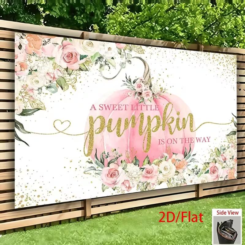 2D Aquarell Rosa Kürbis Hintergrund für Babyparty Fotoshooting Mädchen