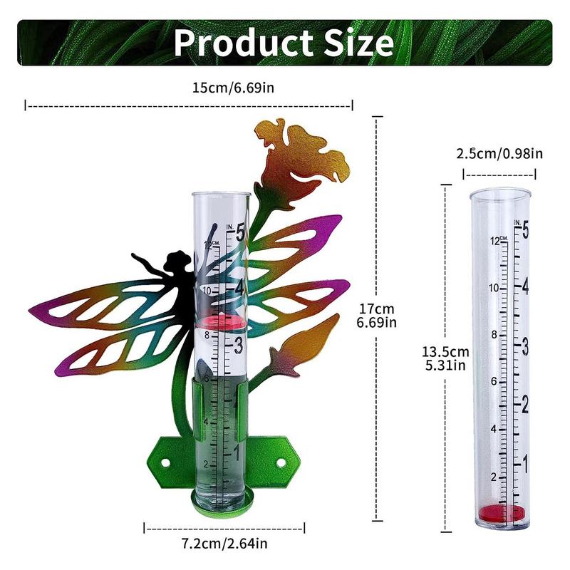 Outdoor Rain Gauge Easy To Read Rain Collector With Metal Art Garden Decor Patio Decoration Imperial Metric Rain Gauge For Parks