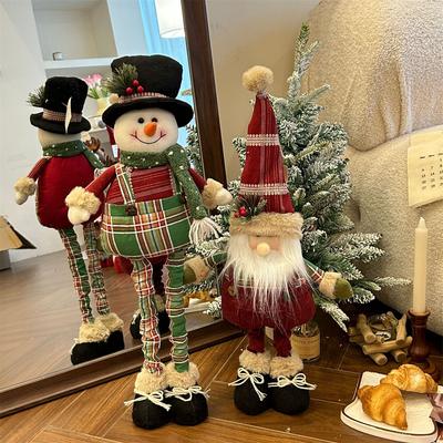 Neue einziehbare Puppenornamente Weihnachts-Atmosphäre-Layout alter Mann Schneemann einziehbare Puppe Weihnachtsdekoration