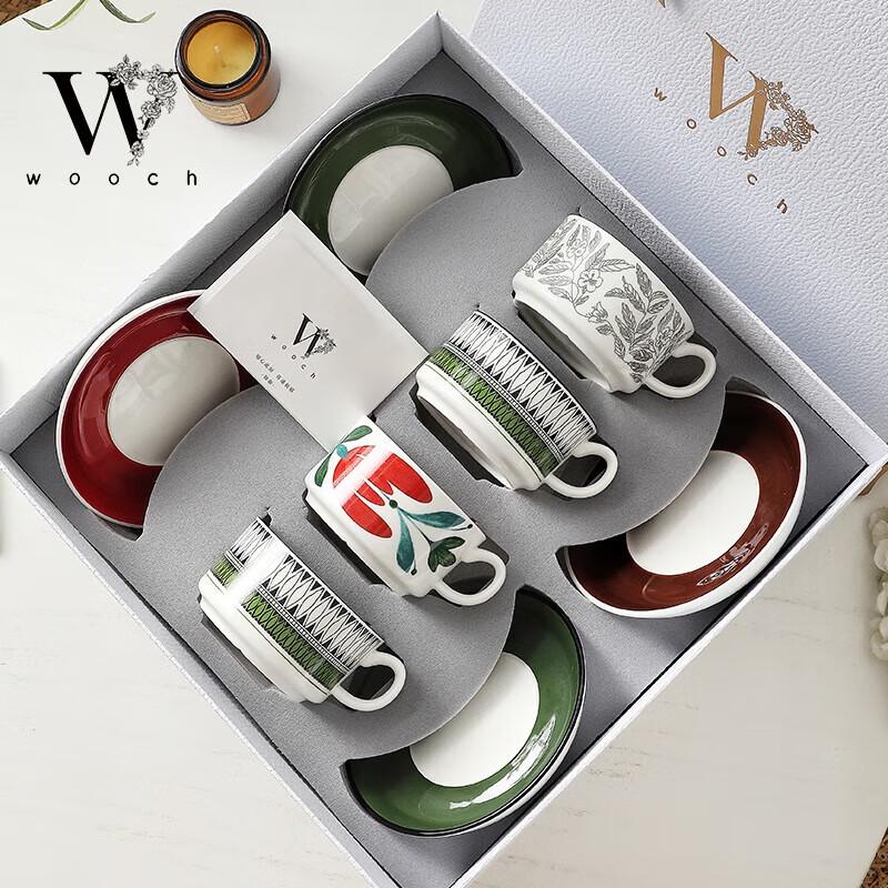 WOOCH Elegantes Keramik-Tassen- und Untertassen-Geschenkset