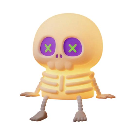 Силиконовый ночник в виде черепа с USB-зарядкой, милый и жутковатый, для детской прикроватной тумбочки, 2 уровня яркости, мягкий, сжимаемый, забавная сенсорная игрушка-лампа для мальчиков и девочек Warm light