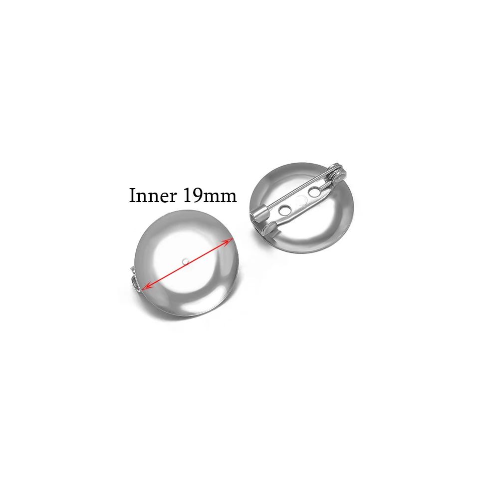 10pcs Stainless Steel 15mm 20mm Brooches Base Blank Tray Cabochon Cameo Settings for DIY Jewelry Findings Clothes Decoration