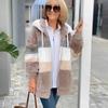 Fuzzy Fleece Jacket for Women Fluffy Sherpa Zip-Up Cardigan Fall Winter Warm Drawstring Hooded Coat with Pockets
