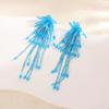 Vintage Style Crystal Tassel Drop Earrings With Geometric Alloy Design For Womens Evening Wear