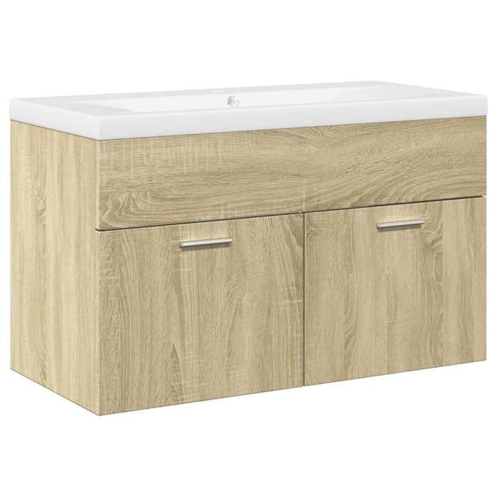 VidaXL Armoire lavabo de salle de bain et bassin intégré chêne sonoma 3324984