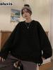 Thick Pinstripe Hoodie for Women, Autumn Winter Korean Style Loose Casual Solid Bubble Air Cotton Top Outerwear