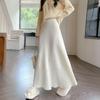 High Waist Autumn/Winter Pleated A-line Knit Skirt with Slimming Design