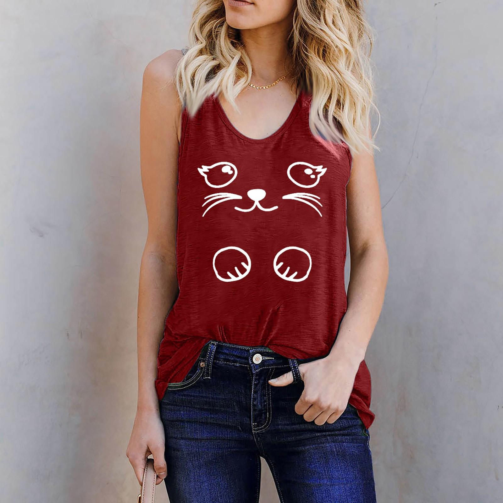 

Folulus женский жилет с принтом, свободные укороченные топы без рукавов, майки, блузки, футболки