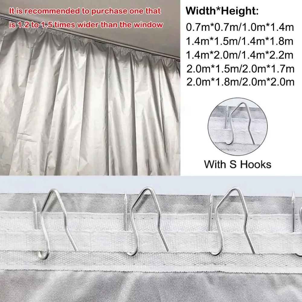 New With Hooks Blackout Curtains Thickened Rectangle Thermal Insulation Curtain Silver Privacy Drapes Home Office