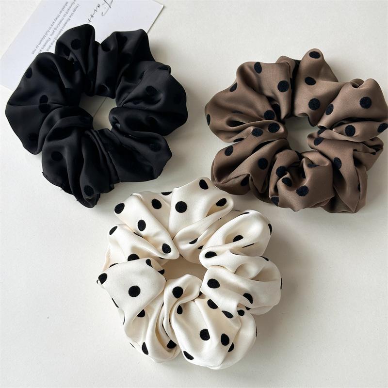 Mode 11cm Niedliche Punkt Satin Scrunchies Elastische Haargummis Für Frauen Mädchen Haarring Seil Ornament Haaraccessoires