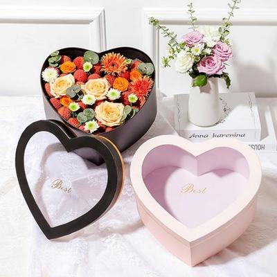 Set of 2 Gift Boxes with Lids Heart Shaped Flower Boxes for Arrangements Floral Gift Box Bridesmaid Proposal Wedding Birthday Baby Showers Valentines
