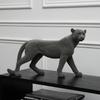 Harz Beflockung Leopard Tier Skulptur Gepard Braun Beflockung Leopard Anhänger Dekorative Figuren Heimdekorationszubehör