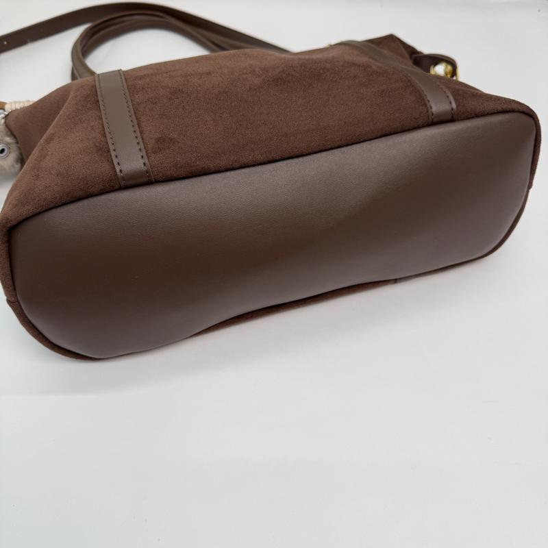Faux Suede Solid Color Sewing Tote Bag 2026 Fashi Large Capacity Versatile Bags for Women Retro Sweet Commuting Shoulder Bag
