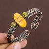 Natural Bumblebee Jasper Gemstone Copper Wire Wrap Cuff Bangle Adjustable K2s80