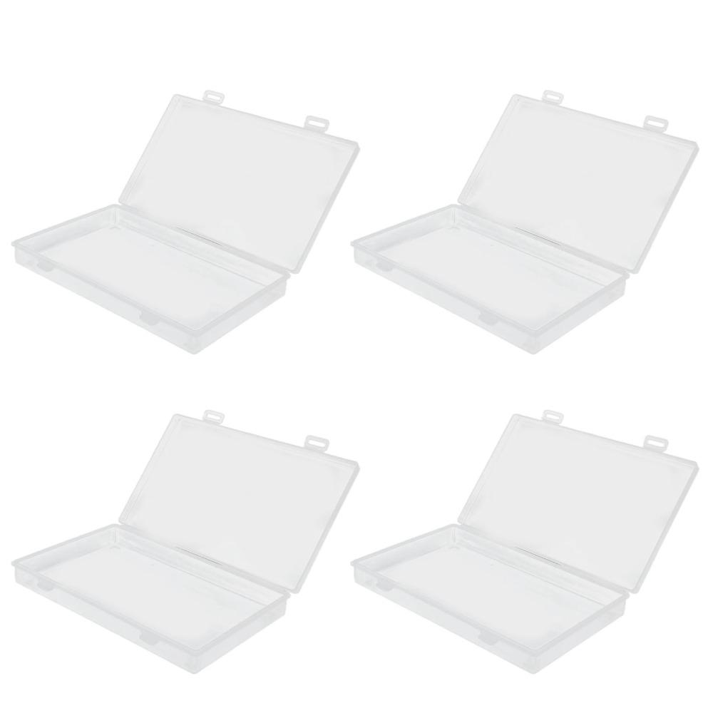 4pcs Flap Lid Hinged Cover Box Transparent Multipurpose Storage Box  Office Supplies