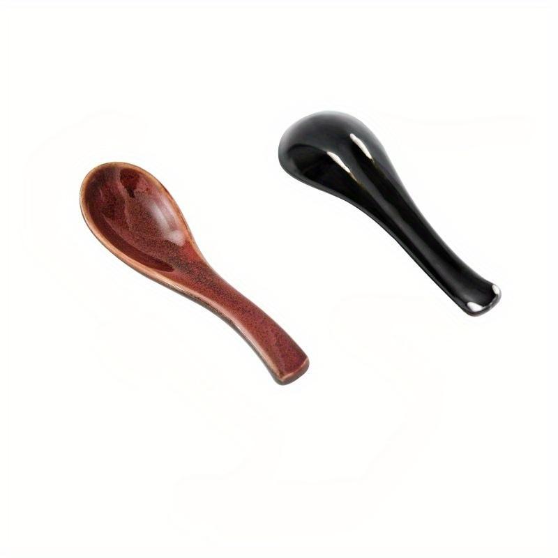 Japanese-Style Kiln-Changed Spoons, Rice/Soup/Porridge/Dessert Spoons, Household & Restaurant Use Curved Soup Spoons