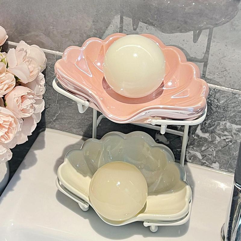 1 Pc Shell Soap Box Soap Box Storage Rack Toilet Hole Free Drainage Soap Box Bathroom Accessories Toilet Jewelry Storage Rack