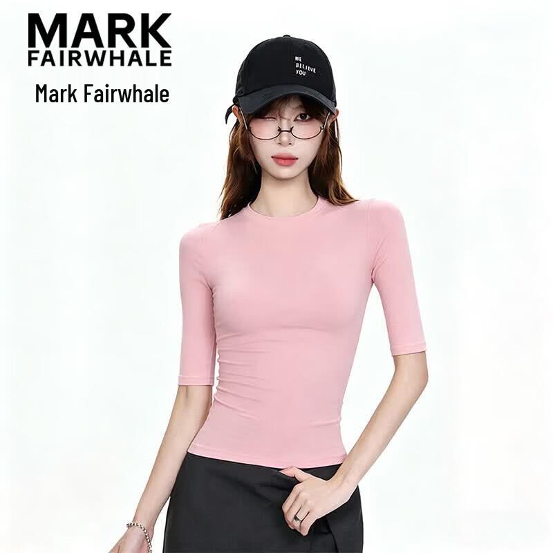 MARK FAIRWHALE Women s Round Neck Mid-Sleeve Slim T-Shirt XXL розовый