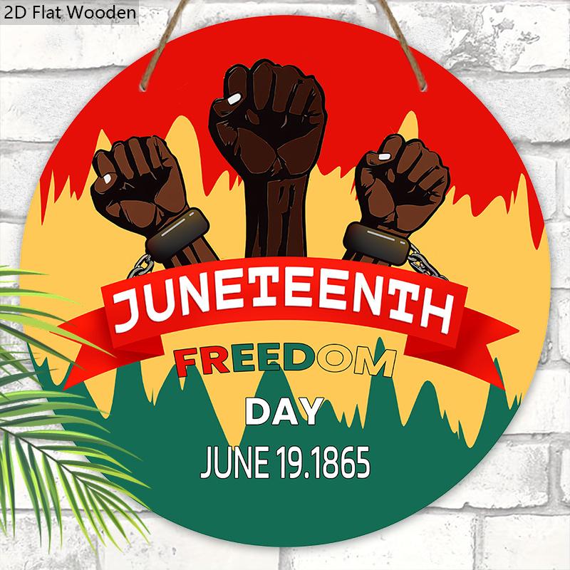 2D Flat, 1pc Black History Month Wooden Sign, Festive Commemorate Decorations Sign, 7.87x7.87inch Round Wall Art Decoration Plaque, Door Decoration
