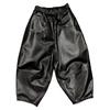 Pantalones Harem para Mujer Cintura Alta Elástica Bolsillos Pantalones Pantalones Cortos de Polipiel