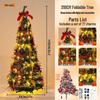Luxury Folding Telescopic Christmas Tree with Warm Lights - Green Flocking Floor-Standing Decor