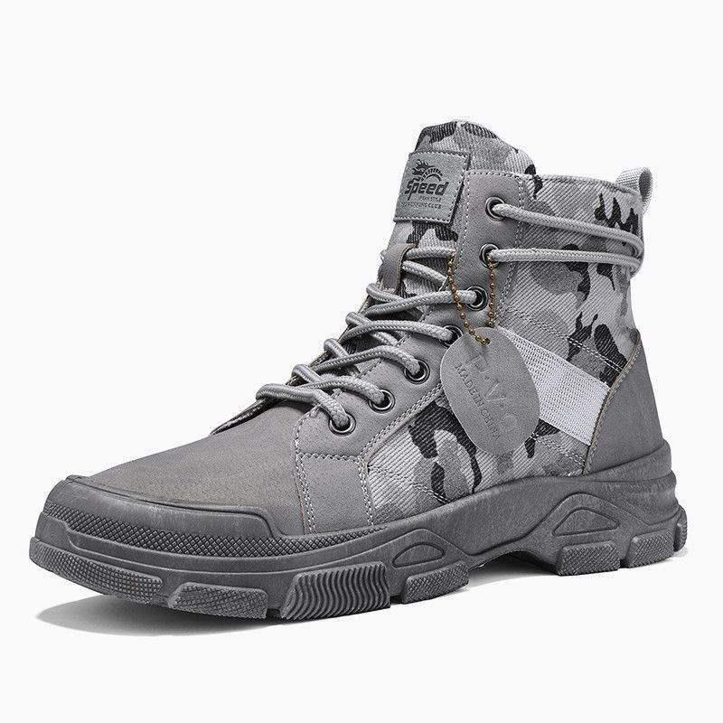 Men's High Top Camouflage Canvas Martin Boots - Autumn/Winter, Warm Cotton, Plus Size Snow Work Boots