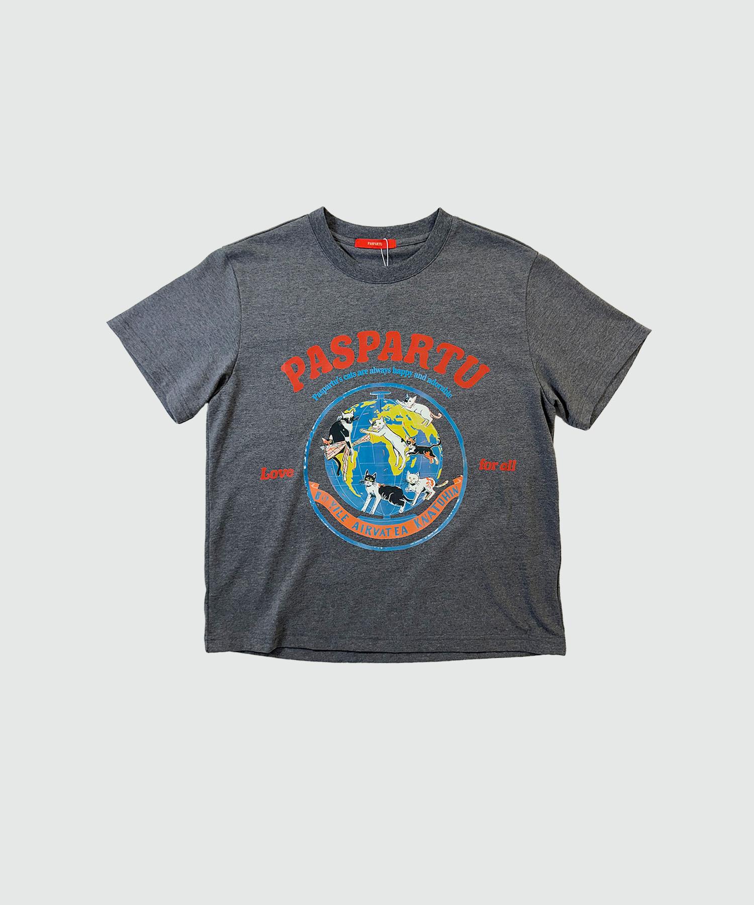 Paspartu Universe Cats Graphic Short Sleeve T-Shirt Charcoal