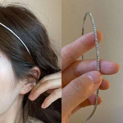 Ultrafeines Volldiamanten-Stirnband für Damen – schlichtes, glänzendes, elegantes, trendiges Outdoor-Accessoire