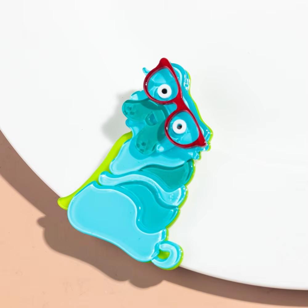 Cute Acrylic Sunglasses Dog Brooches for Women Funny Cartoon Pet Animal Badge Pins FashionJewelry Clothing Bag Accessories Gift