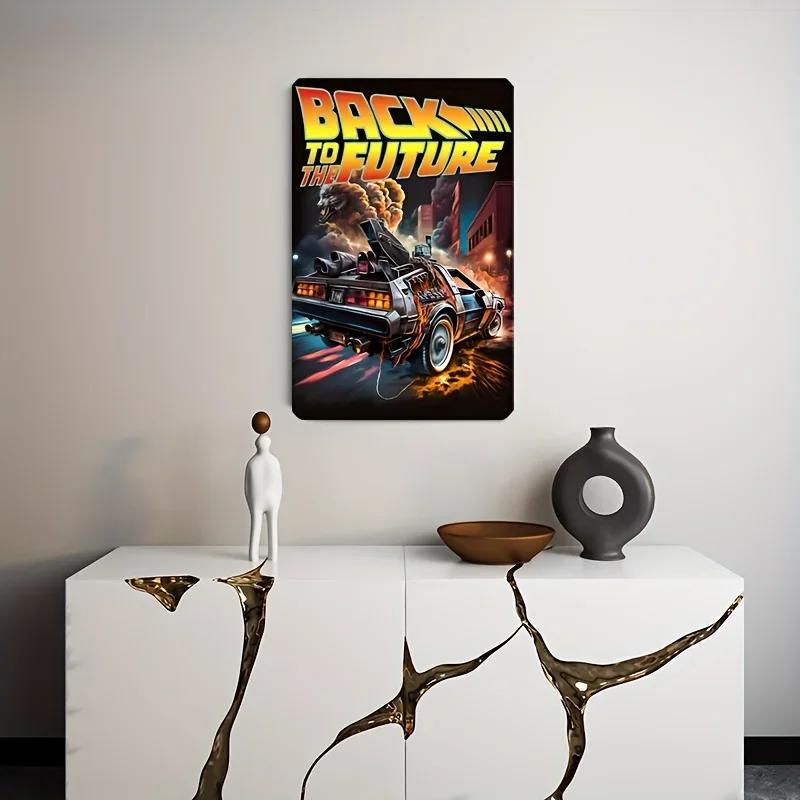 

DeLoreanVintagePro™ Винтажная роспись по железу | DeLorean Назад в будущее Настенное искусство | Ретро Жестяная металлическая табличка 20x30cm