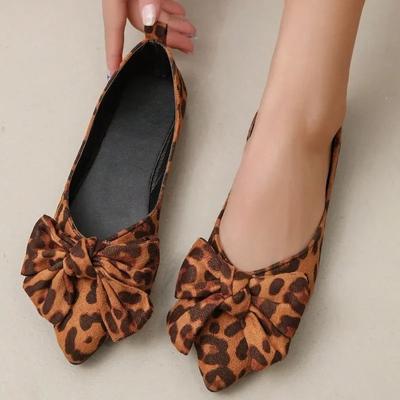 Damen Ballerinas Leoparden Schuhe Neue Schleife Weiche Sohle Slipper Große Größe Bequeme Outdoor Sneaker Damen Zapatos De Mujer