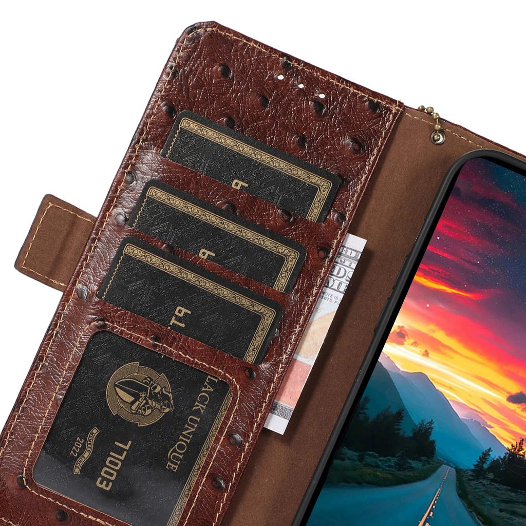 For Motorola Edge 50 Neo 5G/Moto S50 5G/Thinkphone 25 5G Case RFID Blocking Genuine Cow Leather Phone Case Ostrich Texture