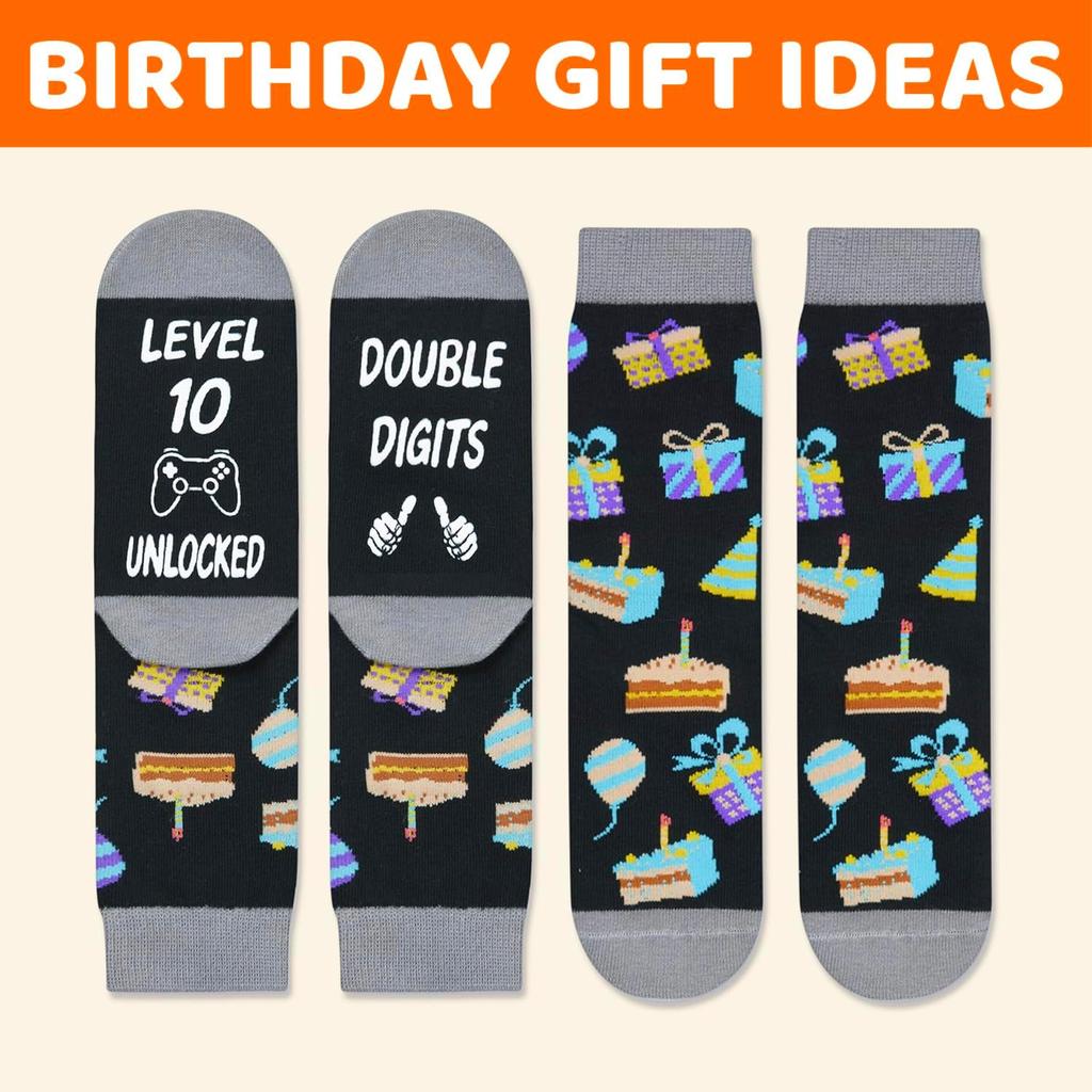 HAPPYPOP Birthday Gift Ideas for Boy - Socks for 8-12 Year Old Kids with Greeting Card